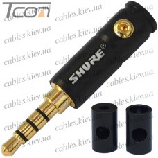Штекер 3,5мм 4C под шнур, металлический корпус, чёрный, Shure
