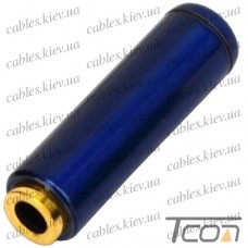 Гнездо 3,5мм 4C под шнур, металлический корпус, синий, Tcom