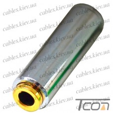Гнездо 3,5мм 4C под шнур, металлический корпус, серебристый, Tcom