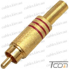 Штекер RCA металл. gold, с пружиной, диам.-6.5мм, красный