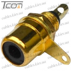 Гнездо RCA монтажное, металл gold, чёрное, Tcom