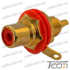 Гнездо RCA монтажное, корпус металл, gold, красное (Тип1), NEUTRIK
