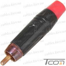 Штекер RCA, металлический корпус, ВИНТАЖ, красный, Tcom