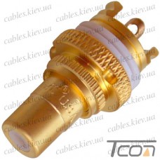 Гнездо RCA монтажное, с изолятором, HQ gold, корпус металл, белая полоса, Tcom