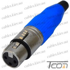 Гнездо CANON (XLR) 3pin, под шнур, синяя гайка, Tcom