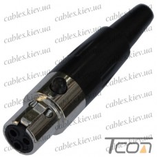 Гнездо mini CANON под шнур 3-х контактое, корпус металл, Tcom