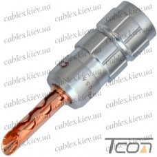 Штекер акустический Banan металл, silver-gold, красный, Tcom