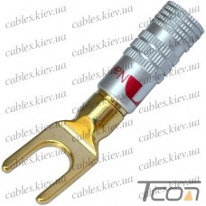 Штекер акустический "Nakamichi" типа "вилка", металл, красный (Т1), Nakamichi