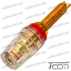 Гнездо Banan монтажное с длинным болтом, gold, длина 64мм, красное, Tcom