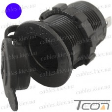 Гнездо автоприкуривателя 12V, врезное, с гайкой, с подсветкой