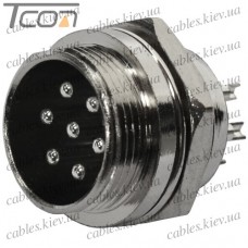 Разъём GX16 7pin, штекер монтажный, диам.-16мм