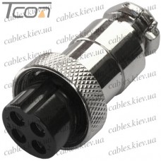 Разъём GX12 4pin, гнездо под кабель, диам.-12мм