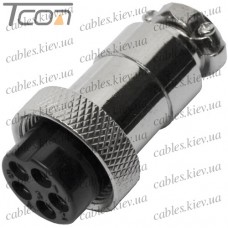 Разъём GX12 5pin, гнездо под кабель, диам.-12мм