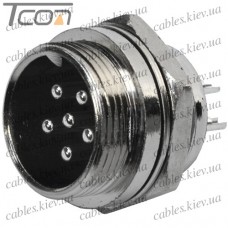 Разъём GX12 6pin, штекер монтажный, диам.-12мм