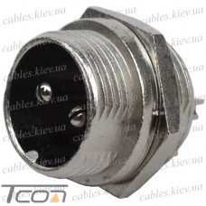 Разъём MIC 332 big (штекер), монтажный, 2pin, диам.-20мм, Tcom