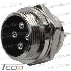 Разъём MIC 334 big (штекер), монтажный, 4pin, диам.-20мм, Tcom
