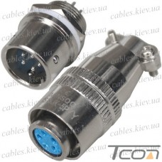 Разъём XS12 быстросъёмный 5pin (штекер кабельный+гнездо монтажное)