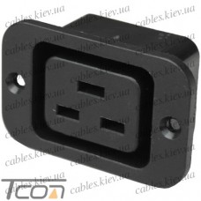 Гнездо сетевое Daier AC-06A, 3-х контактное, монтажное, корпус пластик