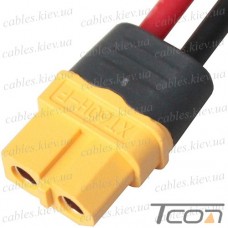 Гнездо питания Amass XT60H(F), 500В, 30A/60А, 2-х контактное, с кабелем 14AWG, 0.1м