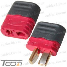 Разъёмы питания Amass T-Plug, 500В, 25А/50А, 2-х контактные, комплект (штекер+гнездо), AWG12, красные