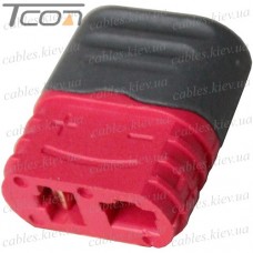 Гнездо питания Amass T-Plug(F), 500В, 25А/50А, 2-х контактное, AWG12, красное