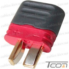 Штекер питания Amass T-Plug(M), 500В, 25А/50А, 2-х контактный, AWG12, красный