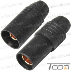 Разъём питания Amass AS150, 500В, 100А/150А, комплект (штекер+гнездо), 8AWG, чёрный