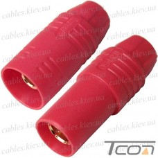 Разъём питания Amass AS150, 500В, 100А/150А, комплект (штекер+гнездо), 8AWG, красный