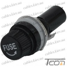 Держатель предохранителя (Fuse) 6х30мм, 10А, чёрный (Тип1), Tcom