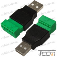 Штекер USB тип A, c клеммной колодкой (под винт)