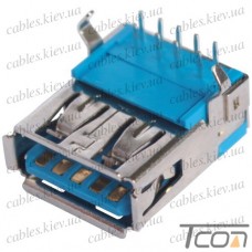 Гнездо USB 3.0 тип A (90°), монтажное, Tcom