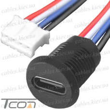 Гнездо USB type C с заглушкой - гнездо PH2.0-4P, с кабелем, водонепроницаемый