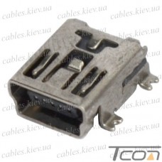 Гнездо mini USB 5pin монтажное, SMT тип, Tcom