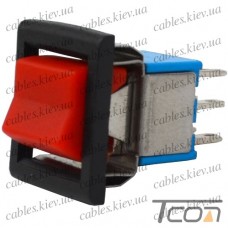Тумблер с клавишей RLS-202-E5 (ON-ON) 6-и контактный, 3A, 250VAC, красный, Tcom