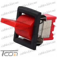 Тумблер с клавишей RLS-103-F1 (ON-OFF-ON) 3-х контактный, 3A, 250VAC, красный, Tcom