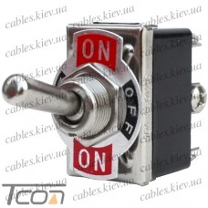 Тумблер KN3(С)-203A (ON-OFF-ON) 6-и контактный, 10А, 250VAC, Tcom