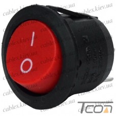 Переключатель круглый KCD-2, ON-OFF 2-х контактный, 6A, 220V, красный, Tcom