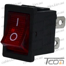 Переключатель с подсветкой KCD-1-104, ON-OFF 4-х контактный, 6A, 220V, красный, Tcom