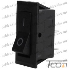 Переключатель узкий KCD3-001 ON-OFF 2-х контактный, 6A, 220V, чёрный, Tcom