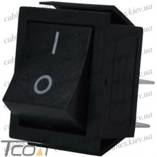 Переключатель широкий с подсветкой IRS-201-1С (ON-OFF) 4-х контактный, 15A, 220V, чёрный, Tcom