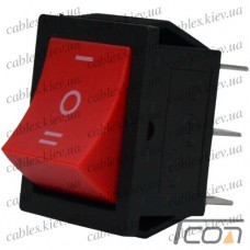 Переключатель широкий KCD-4, ON-OFF-ON 6-и контактный, 15A, 220V, красный, Tcom