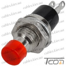 Кнопка малая PBS-10B-2 без фиксации OFF-(ON) 2-х контактная, 1А, 250V, красная, Tcom