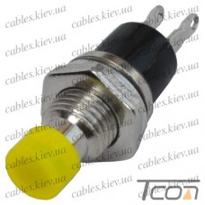 Кнопка малая PBS-10B-2 без фиксации ON-(OFF) 2-х контактная, 1А 250V, жёлтая, Tcom