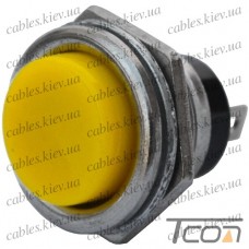 Кнопка большая PBS-26B без фиксации OFF-(ON) 2-х контактная, 2А, 250V, жёлтая, Tcom