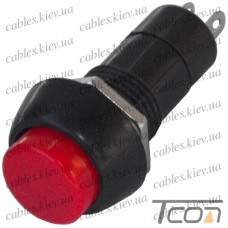 Кнопка средняя PBS-11А с_фиксацией ON-OFF, 2-х контактная, 1А, 250V, красная, Tcom