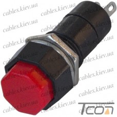 Кнопка средняя PBS-14А с_фиксацией ON-OFF, 2-х контактная, 1А, 250V, красная, Tcom