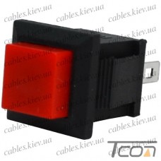 Кнопка квадратная PBS-15B без фиксации OFF-(ON) 2-х контактная, 1А, 250V, красная, Tcom