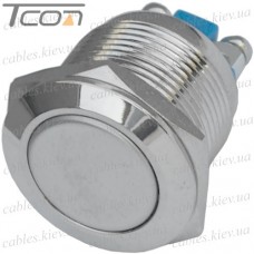 Кнопка антивандальная 19мм без фиксации (OFF-(ON)), 2-х контактная, 2A 220V, под винт (плоская)