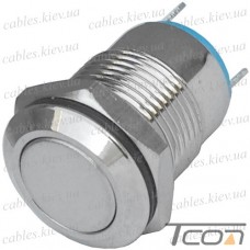 Кнопка антивандальная 12мм без фиксации OFF-(ON), 2-х контактная, 220V, выводы под пайку