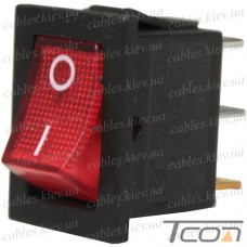 Переключатель Daier KCD1-2-101N RD, с подстеткой, ON-OFF, 3pin, 10A 125V/6A 250V, красный